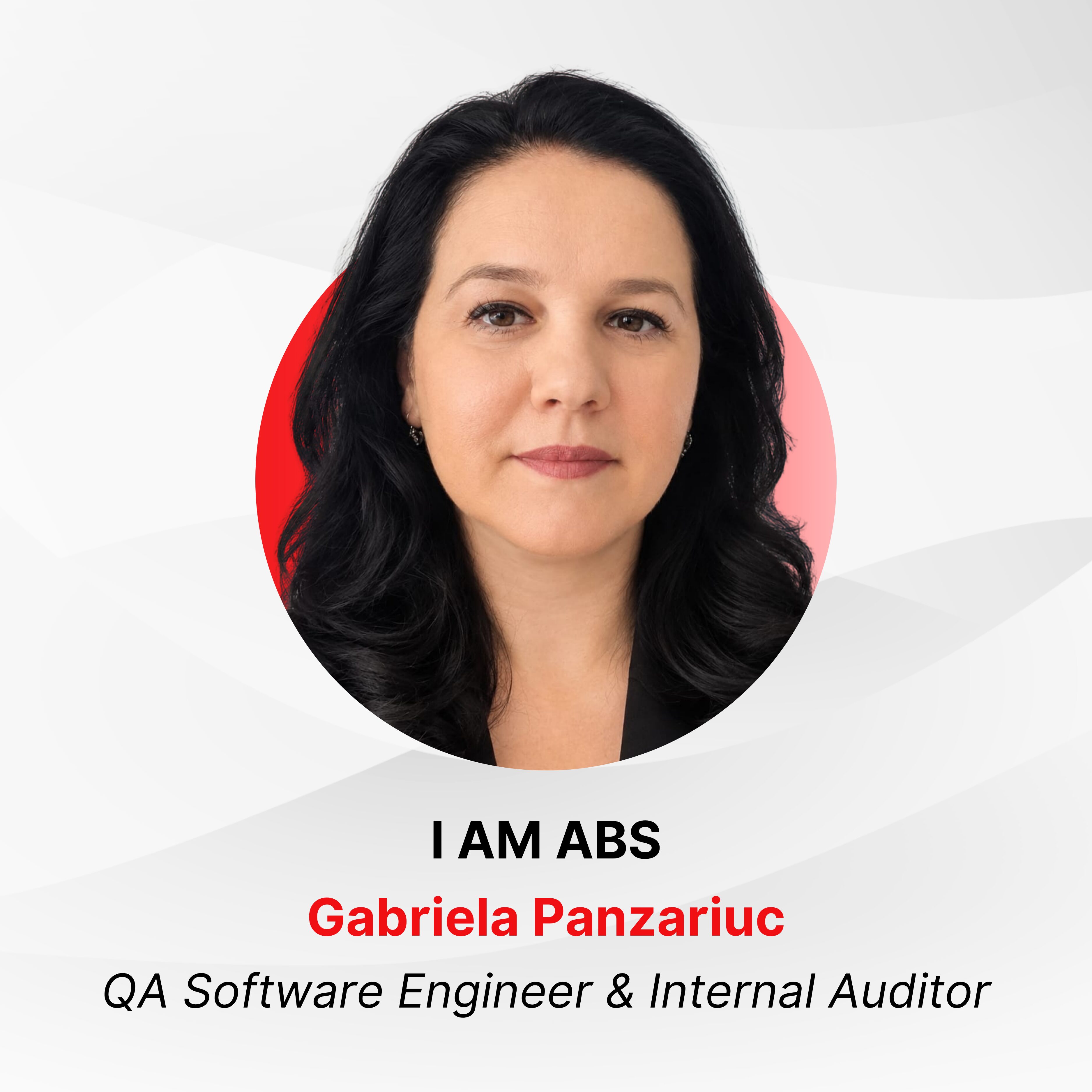 Portrait of Gabriela Panzariuc, QA Software Engineer & Internal Auditor at ABS Laundry Business Solutions